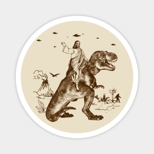 Jesus Riding Dinosaur Magnet